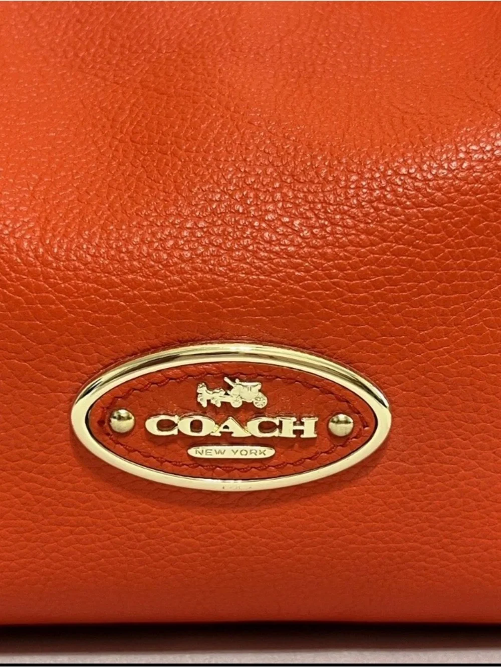 Coach Bright Orange Pebble Leather Shoulder Bag - Picture 16 of 16